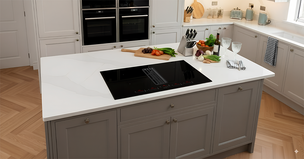 Copenhagen Gloss hob with built-in cooker hood