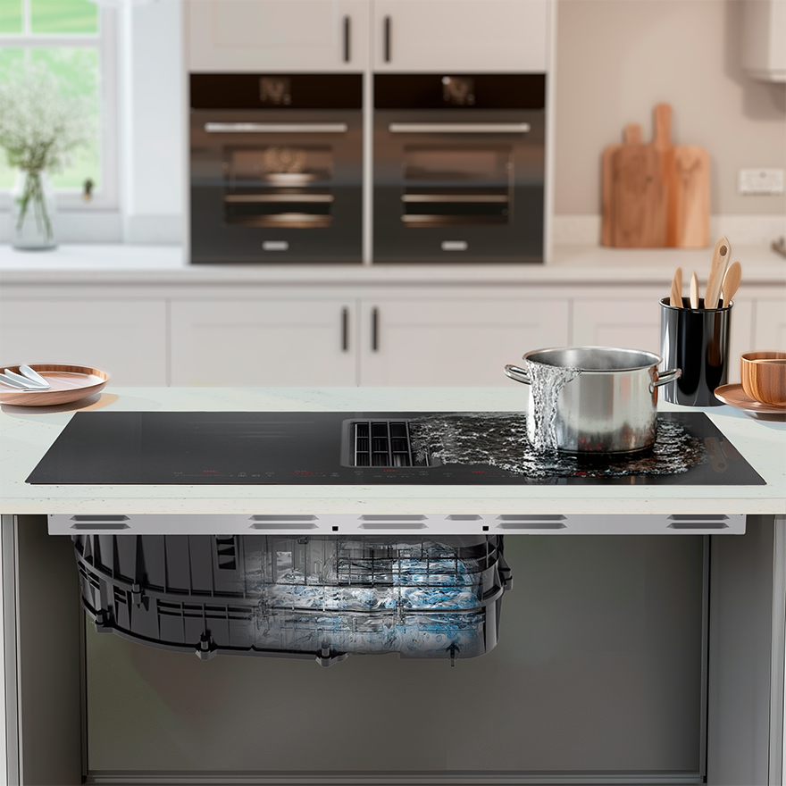 Copenhagen Matt hob with built-in cooker hood