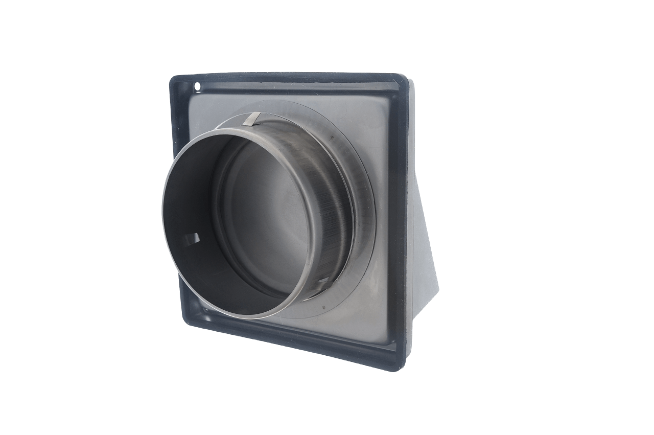 Storm hood in RF steel with damper - Ø125 Storm hood in RF steel with damper - Ø125