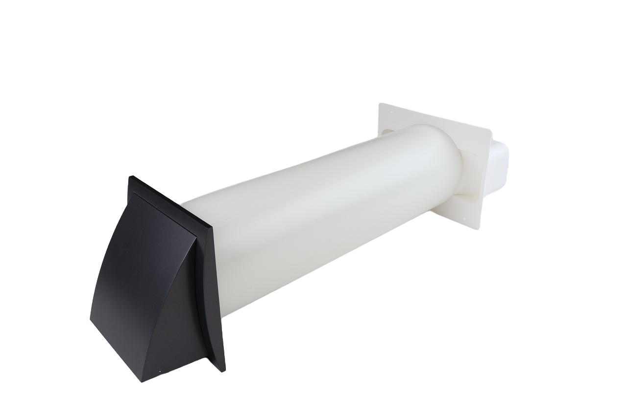 Wall duct kit 220x90-Ø150 Anthracite with Thermo valve